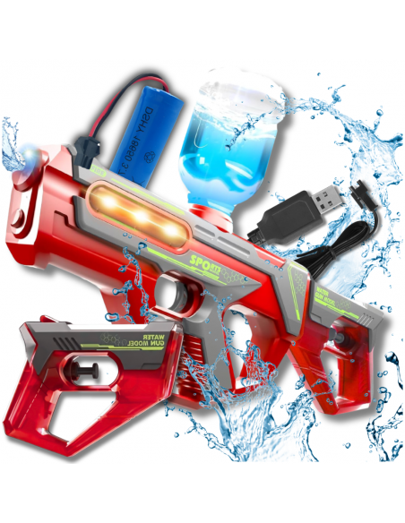 PISTOLET NA WODĘ ELEKTRYCZNY AUTOMATYCZNY KARABIN WODNY 2W1 AKUMULATOR CZERWONY