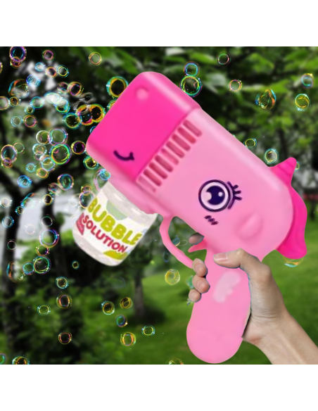 PISTOLET NA BAŃKI MYDLANE Aparat DO TWORZENIA BANIEK MYDLANYCH + PŁYN RÓŻOWY JEDNOROŻEC
