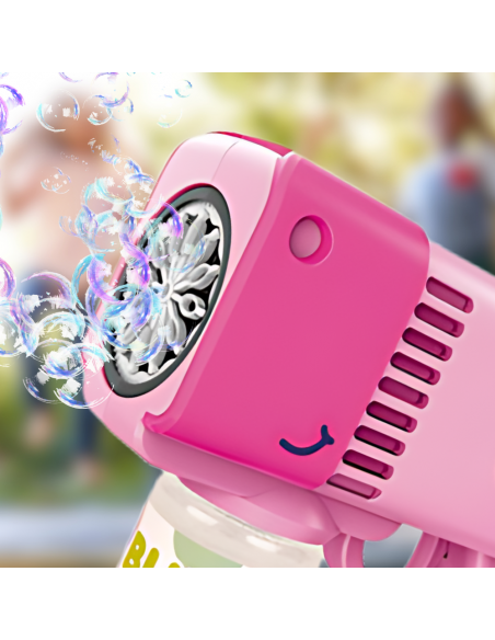 PISTOLET NA BAŃKI MYDLANE Aparat DO TWORZENIA BANIEK MYDLANYCH + PŁYN RÓŻOWY JEDNOROŻEC