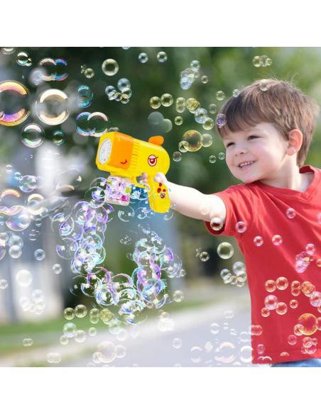 PISTOLET NA BAŃKI MYDLANE Aparat DO TWORZENIA BANIEK MYDLANYCH + PŁYN ŻÓŁTA ŻYRAFA