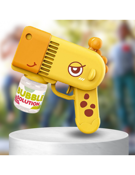 PISTOLET NA BAŃKI MYDLANE Aparat DO TWORZENIA BANIEK MYDLANYCH + PŁYN ŻÓŁTA ŻYRAFA