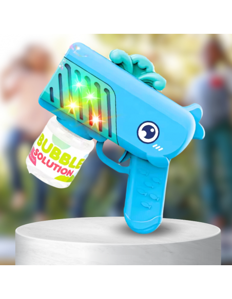 PISTOLET NA BAŃKI MYDLANE Aparat DO TWORZENIA BANIEK MYDLANYCH + PŁYN NIEBIESKI WIELORYB