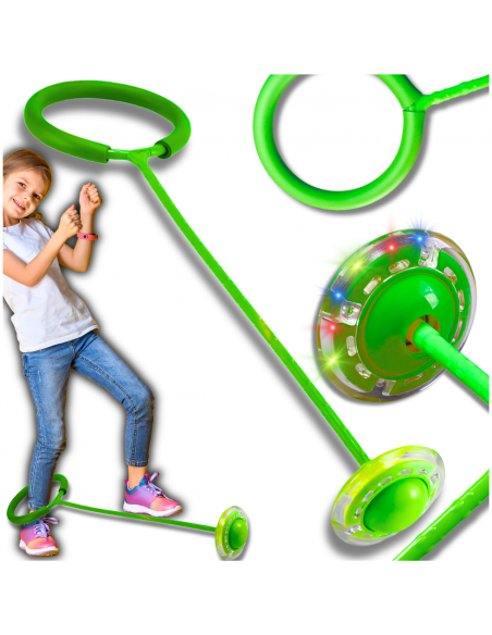 HULA HOP NA NOGĘ SKIPPER SKAKANKA MIĘKKA GUMOWA Z DIODAMI LED ZIELONE
