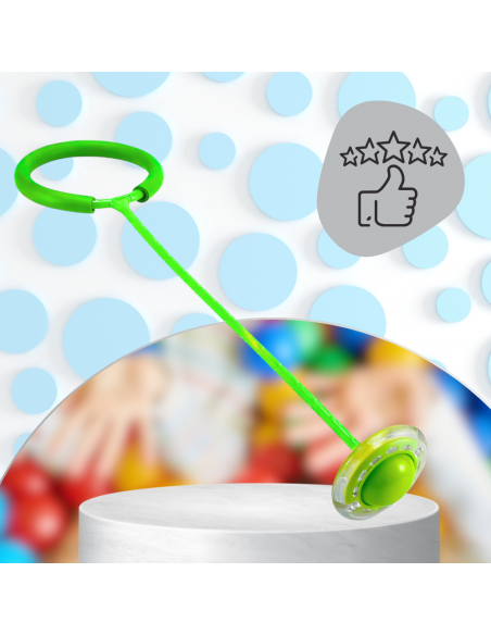 HULA HOP NA NOGĘ SKIPPER SKAKANKA MIĘKKA GUMOWA Z DIODAMI LED ZIELONE