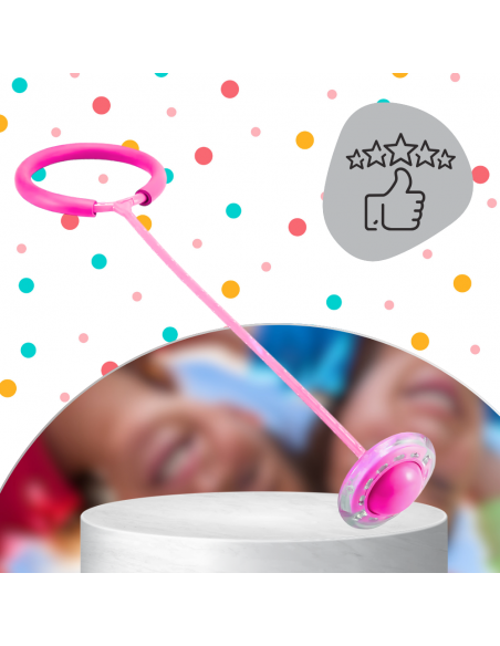 HULA HOP NA NOGĘ SKIPPER SKAKANKA MIĘKKA GUMOWA Z DIODAMI LED RÓŻOWE