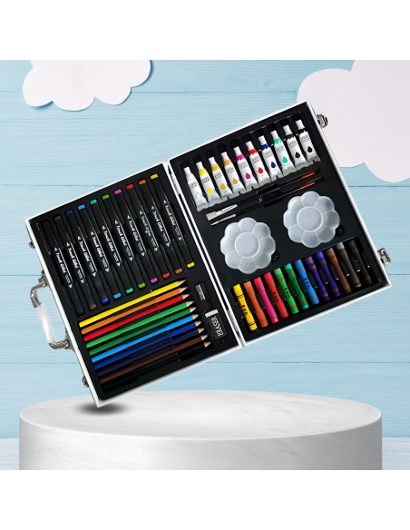 DUŻY ZESTAW ARTYSTYCZNY DLA DZIECI KREDKI PISAKI FARBY PASTELE WALIZKA XXL