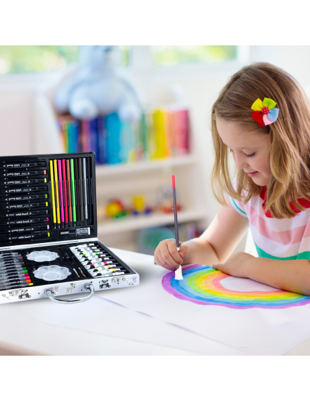 DUŻY ZESTAW ARTYSTYCZNY DLA DZIECI KREDKI PISAKI FARBY PASTELE WALIZKA XXL