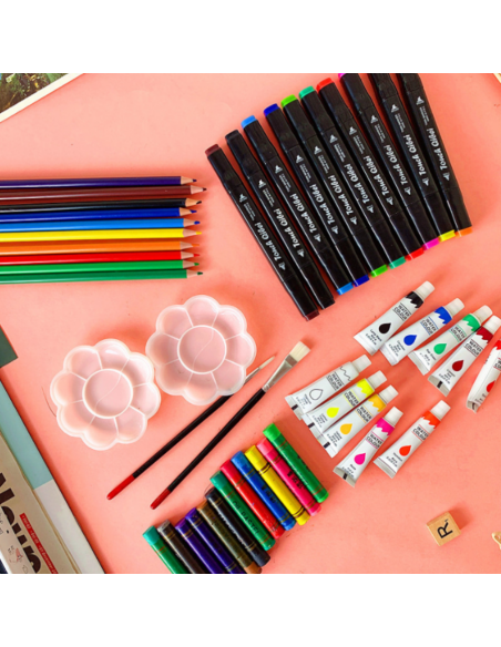 DUŻY ZESTAW ARTYSTYCZNY DLA DZIECI KREDKI PISAKI FARBY PASTELE WALIZKA XXL