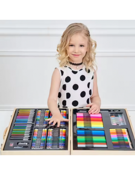 DUŻY ZESTAW ARTYSTYCZNY DLA DZIECI KREDKI PISAKI FARBY PASTELE WALIZKA XXL