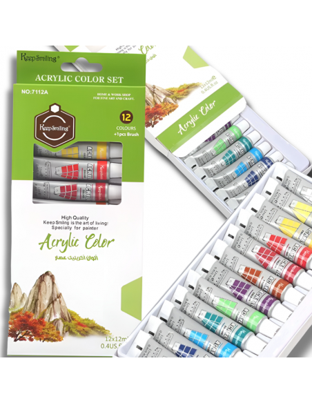 FARBY AKRYLOWE W TUBKACH ZESTAW 12 SZTUK 6ML