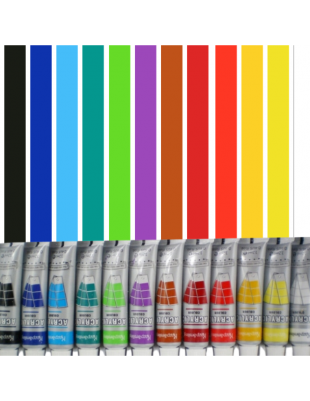 FARBY AKRYLOWE W TUBKACH ZESTAW 12 SZTUK 6ML