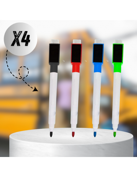 MARKERY DO TABLICY SUCHOŚCIERALNEJ Z MAGNESEM SUCHOŚCIERALNE PISAKI 4szt