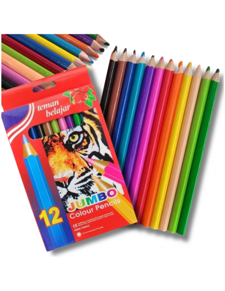KREDKI OŁÓWKOWE GRUBE JUMBO 12 KOLORÓW