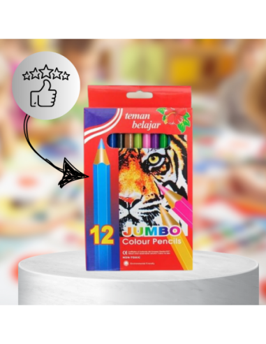 KREDKI OŁÓWKOWE GRUBE JUMBO 12 KOLORÓW