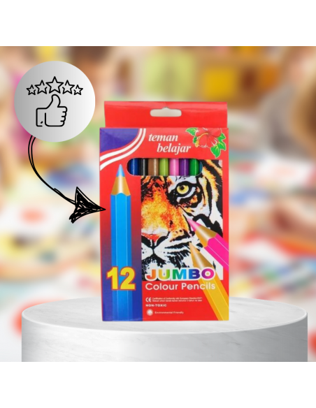 KREDKI OŁÓWKOWE GRUBE JUMBO 12 KOLORÓW