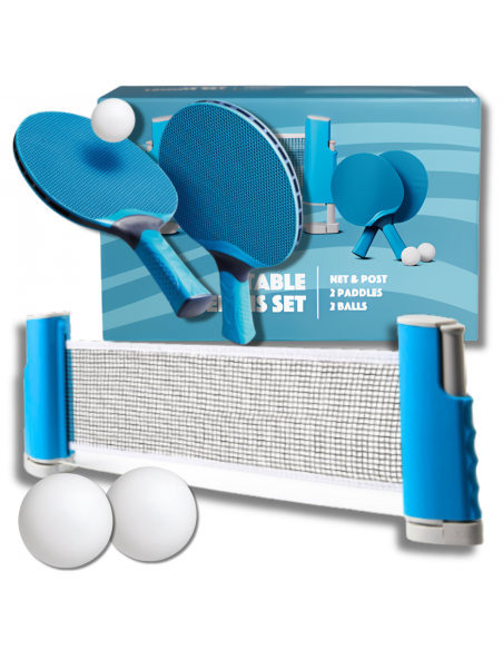 ZESTAW DO TENISA STOŁOWEGO PING PONG 2x PALETKI PIŁECZKI Z SIATKĄ ROZKŁADANĄ