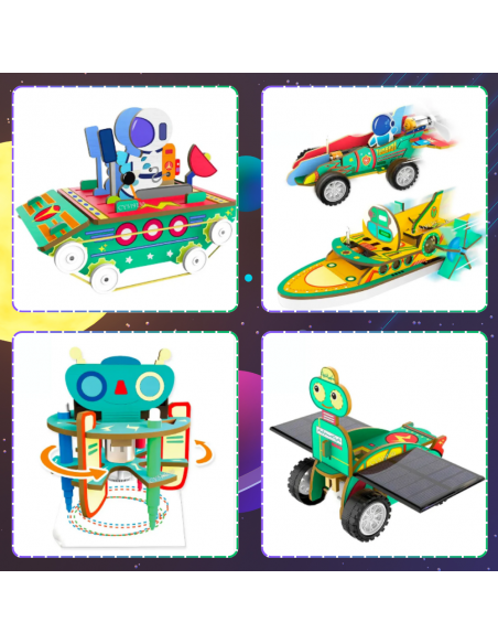 SEKRETY ELEKTRONIKI ZBUDUJ ROBOTA ZESTAW 6w1 DREWNIANY MODEL KOSMOS