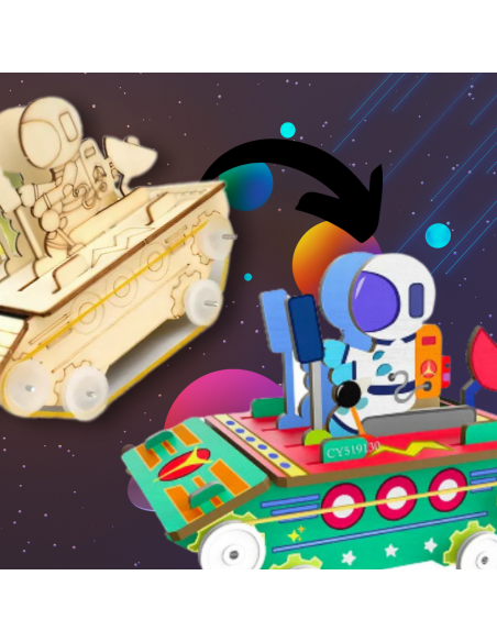 SEKRETY ELEKTRONIKI ZBUDUJ ROBOTA ZESTAW 6w1 DREWNIANY MODEL KOSMOS