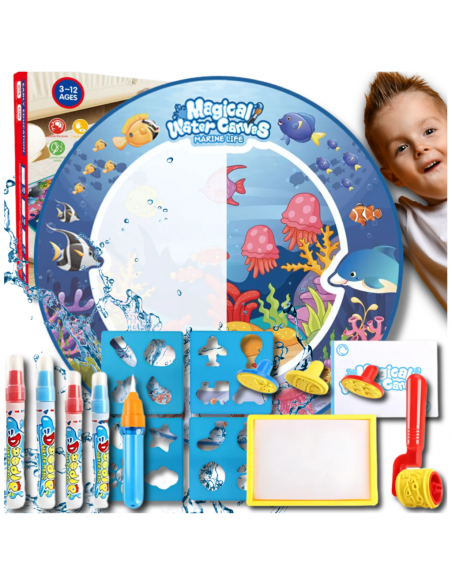 MATA WODNA DO MALOWANIA WODĄ XXL 80 cm AKCESORIA PIECZĄTKI PISAKI SZABLONY