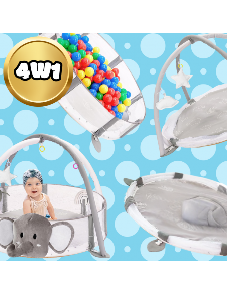 MATA EDUKACYJNA DLA NIEMOWLĄT INTERAKTYWNA 4w1 SŁONIK PIŁECZKI MASKOTKI