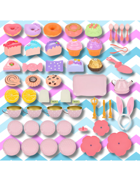 ZESTAW DO HERBATY KAWY DLA DZIECI KRÓLICZE USZY SERWIIS AKCESORIA CIASTA