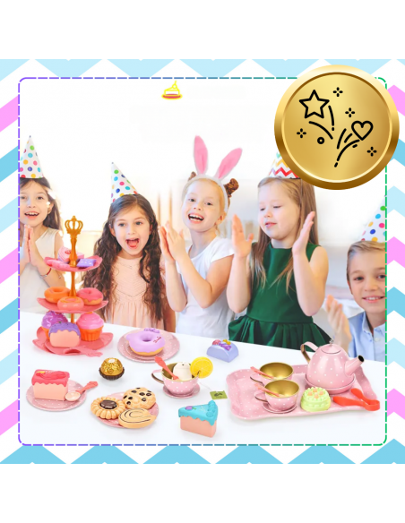 ZESTAW DO HERBATY KAWY DLA DZIECI KRÓLICZE USZY SERWIIS AKCESORIA CIASTA