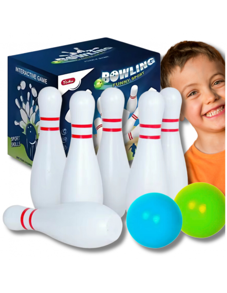 KRĘGLE GRA ZRĘCZNOŚCIOWA SENSORYCZNE DLA DZIECI ZABAWA BOWLING BIAŁE