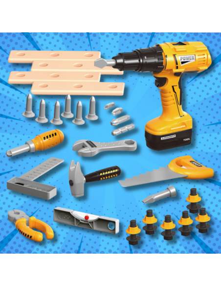 Duży Zestaw Skrzynka z Narzędziami dla Dzieci Wkrętarka Majsterkowicz
