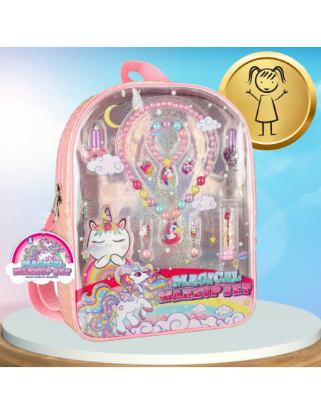 ZESTAW BIŻUTERI DLA DZIECI JEDNOROŻEC BRANSOLETKA NASZYJNIK PLECAK SZMINKA