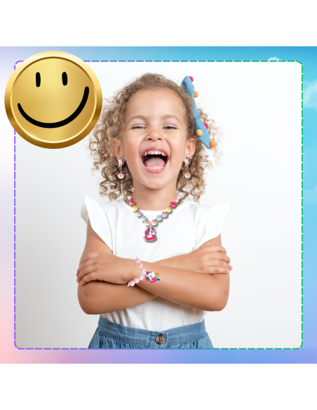 ZESTAW BIŻUTERI DLA DZIECI JEDNOROŻEC BRANSOLETKA NASZYJNIK PLECAK SZMINKA