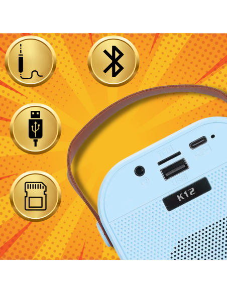 GŁOŚNIK PRZENOŚNY BEZPRZEWODOWY BLUETOOTH KARAOKE Z 2 MIKROFONAMI USB RGB