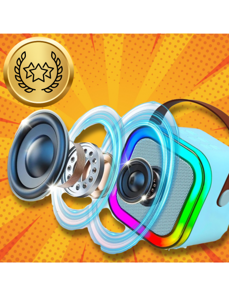 GŁOŚNIK PRZENOŚNY BEZPRZEWODOWY BLUETOOTH KARAOKE Z 2 MIKROFONAMI USB RGB