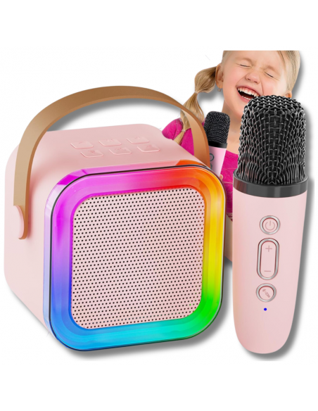 GŁOŚNIK PRZENOŚNY BEZPRZEWODOWY BLUETOOTH KARAOKE Z MIKROFONEM USB RGB