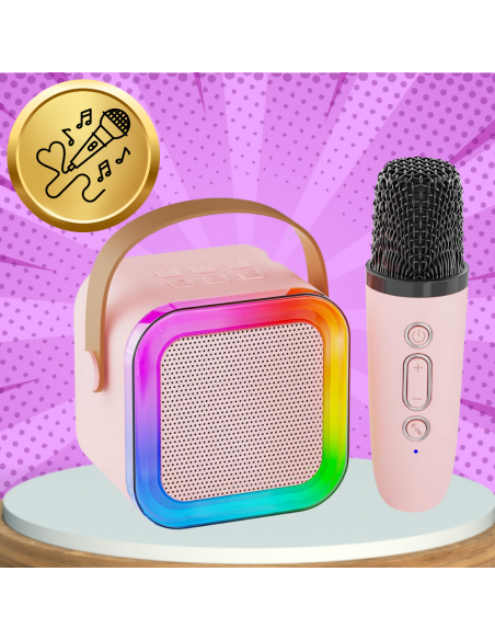 GŁOŚNIK PRZENOŚNY BEZPRZEWODOWY BLUETOOTH KARAOKE Z MIKROFONEM USB RGB