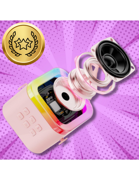 GŁOŚNIK PRZENOŚNY BEZPRZEWODOWY BLUETOOTH KARAOKE Z MIKROFONEM USB RGB