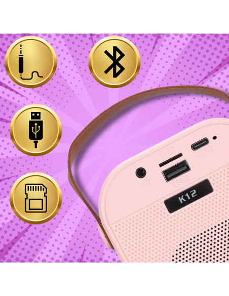 GŁOŚNIK PRZENOŚNY BEZPRZEWODOWY BLUETOOTH KARAOKE Z MIKROFONEM USB RGB