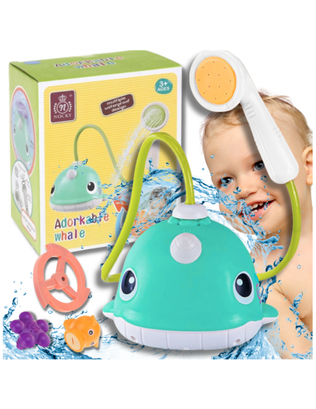 FONTANNA ZABAWKA EDUKACYJNA DO KĄPIELI WODY TRYSKAJĄCY WIELORYB 3 KOŃCÓWKI