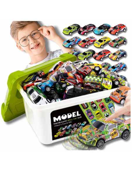 DUŻY ZESTAW SAMOCHODÓW METALOWE RESORAKI W WALIZCE AUTKA Z NAPĘDEM 50szt