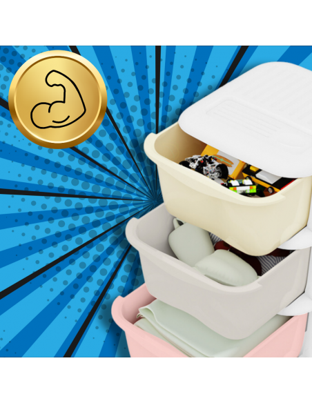 REGAŁ SZAFKA NA ZABAWKI DOKUMENTY UBRANIA POJEMNIK PLASTIKOWY NA KÓŁKACH