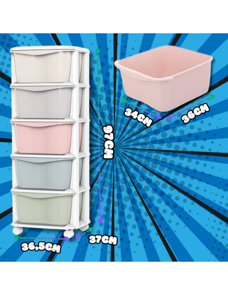 REGAŁ SZAFKA NA ZABAWKI DOKUMENTY UBRANIA POJEMNIK PLASTIKOWY NA KÓŁKACH