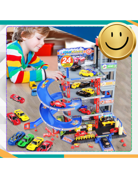 DUŻY PARKING GARAŻ PIĘTROWY AUTA HELIKOPTER TOR SAMOCHODOWY WINDA