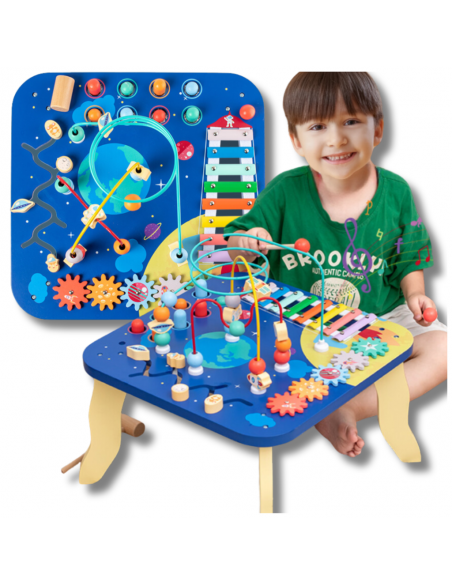 Muzyczny Stolik Drewniany Interaktywny Sensoryczny Dla Dzieci Edukacyjny