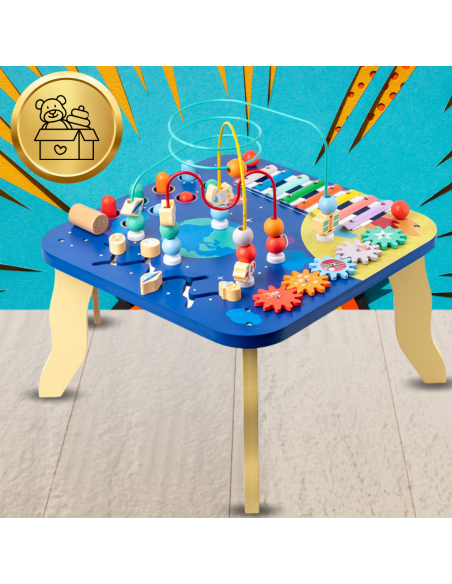 Muzyczny Stolik Drewniany Interaktywny Sensoryczny Dla Dzieci Edukacyjny