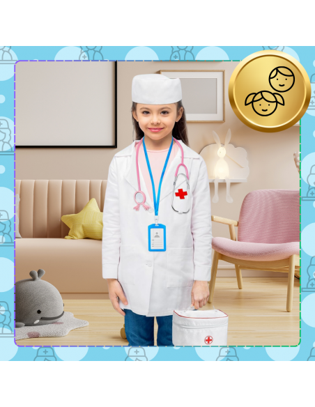STRÓJ KOSTIUM PRZEBRANIE LEKARZA PIELĘGNIARZA PIELEGNIARKA DOKTORA DLA DZIECI 122/128 cm