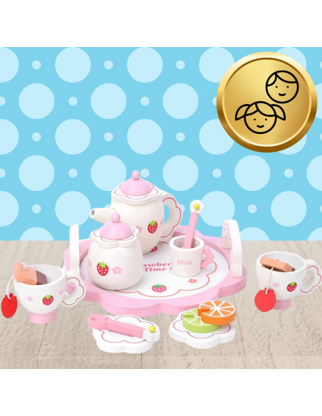 Drewniany Serwis dla Dzieci do Herbaty Kawy Zestaw Kawowy Zestaw Akcesoria