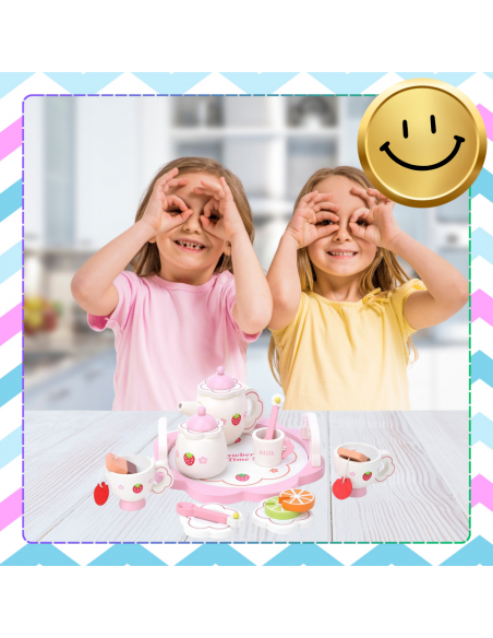 Drewniany Serwis dla Dzieci do Herbaty Kawy Zestaw Kawowy Zestaw Akcesoria