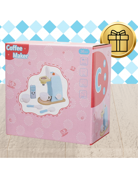 DREWNIANY EKSPRES DO KAWY AKCESORIA ZESTAW ZABAWKA EDUKACYJNA DLA DZIECI