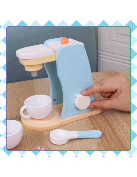 DREWNIANY EKSPRES DO KAWY AKCESORIA ZESTAW ZABAWKA EDUKACYJNA DLA DZIECI