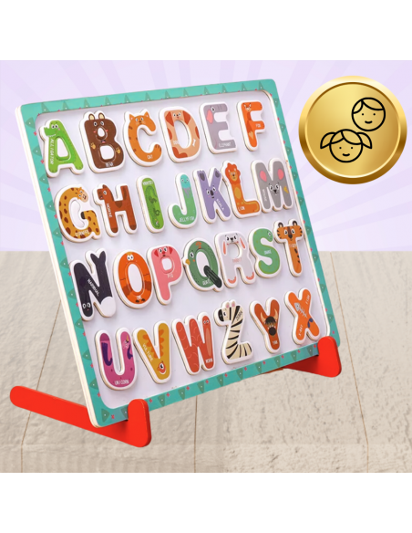 Duży Zestaw Drewniane Magnetyczne Literki z Tablicą Marker Zabawa Nauka
