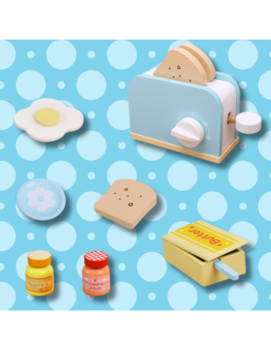 TOSTER OPIEKACZ DREWNIANY DUŻY ZESTAW...